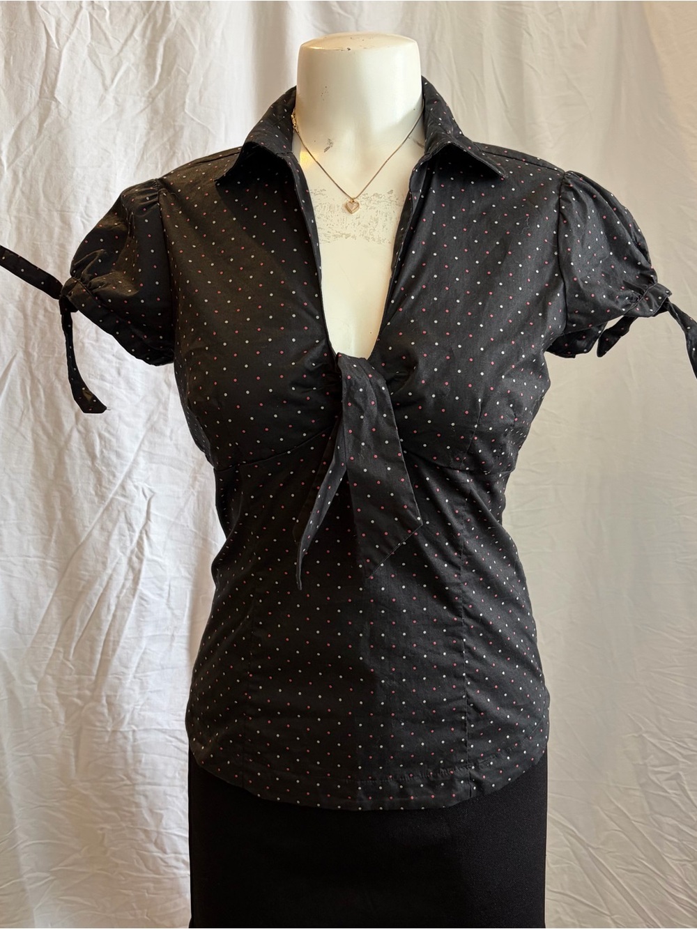 RW&CO. Black and White Polka Dot Blouse